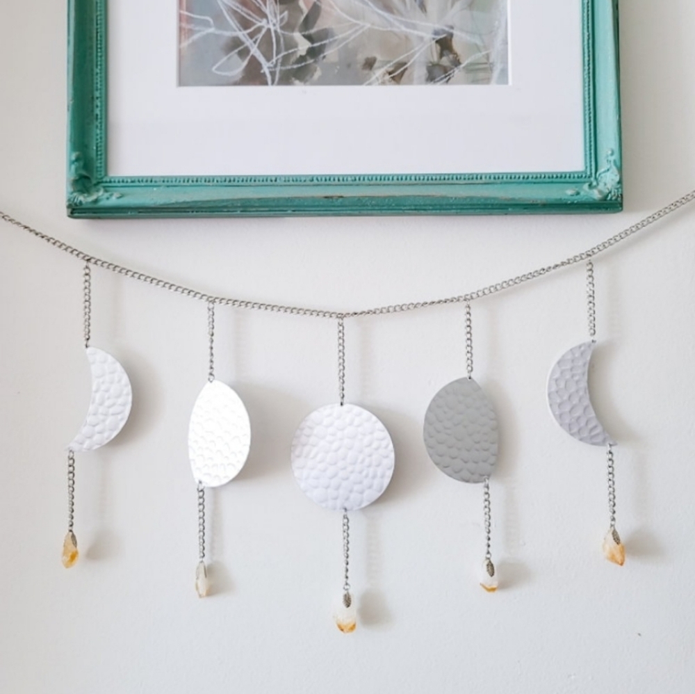 🪞 Metal & Crystals Wall Hangings and Mobiles - Moon Phases, Geometric, Handmade